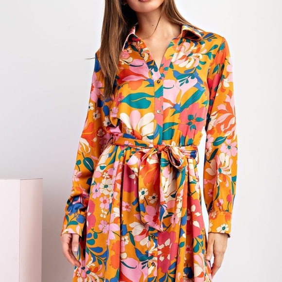 NWT Silky floral Print Dress - Picture 3 of 9